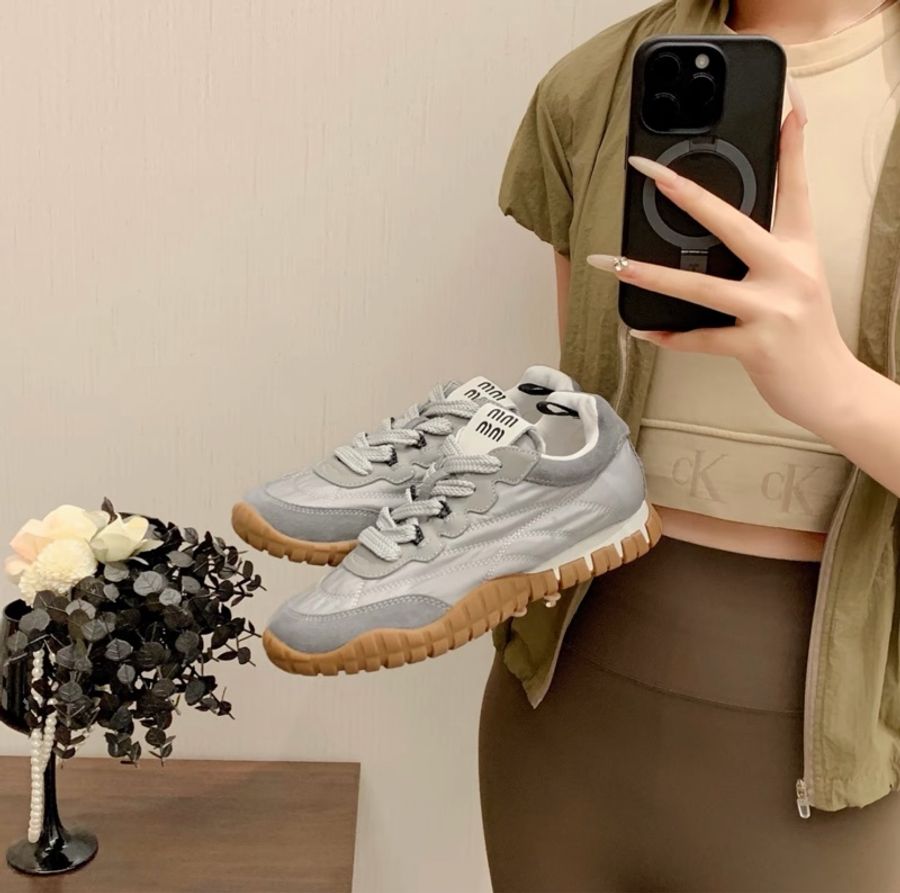 MIU MIU Tyre機能性面料和麂皮運動鞋#37 37.5 38-3