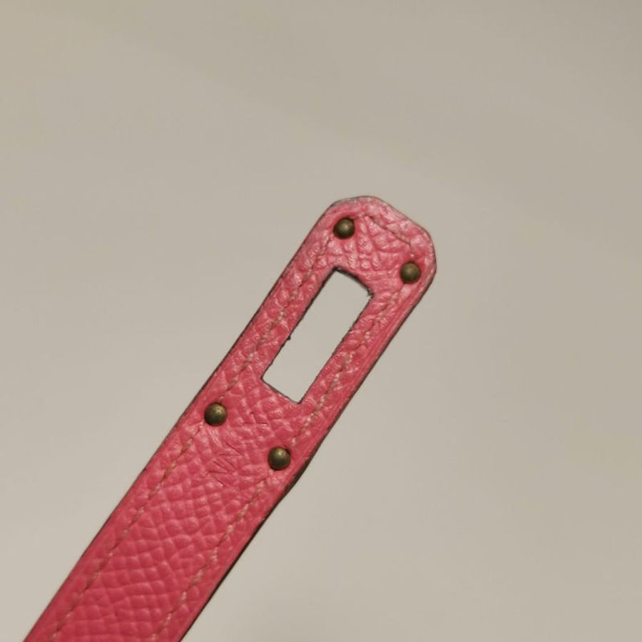 Hermes Kelly凱莉包大號旋扣手拿包Epsom牛皮銀扣8W新唇膏粉X刻-15