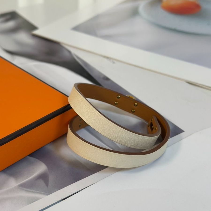HERMES Mini kelly雙圈手環 - T2奶昔白金 B-4