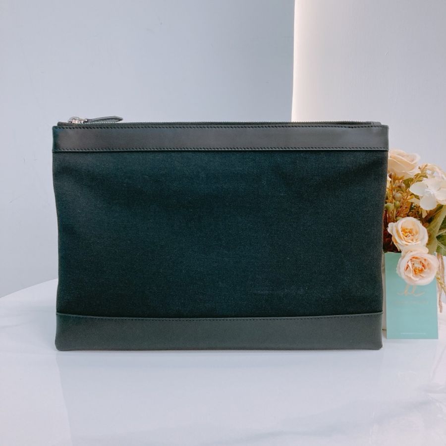 MS0466 BALENCIAGA 巴黎世家拉鍊手拿包包BLACK CLIP POUCH 32CM CANVAS-1
