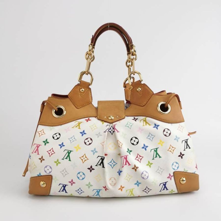 Louis Vuitton(LV)Ursula中號植鞣革白三彩推鎖搭扣包單肩包-4