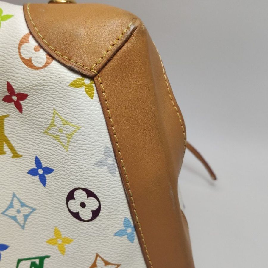 Louis Vuitton(LV)Ursula中號植鞣革白三彩推鎖搭扣包單肩包-18