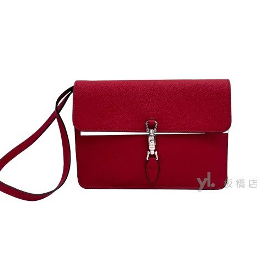 GUCCI Jackie1961紅牛皮下蓋斜背包364435-1