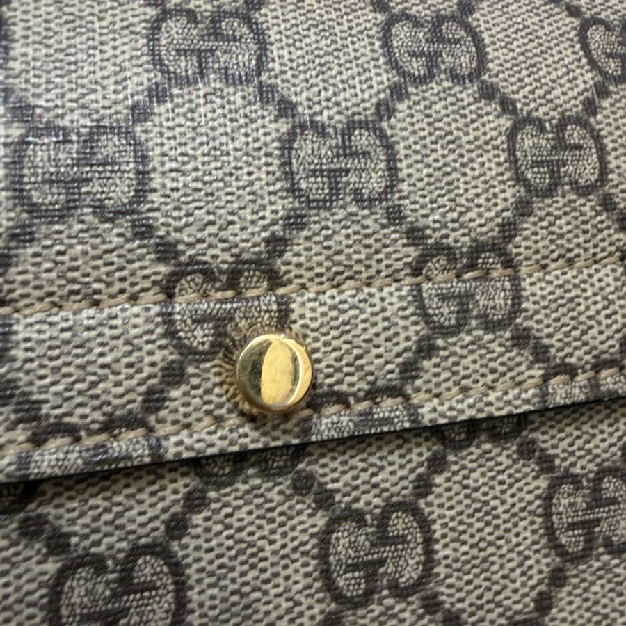 Gucci PVC咖牛皮Padlock金釦竹節手把手提斜背包-5