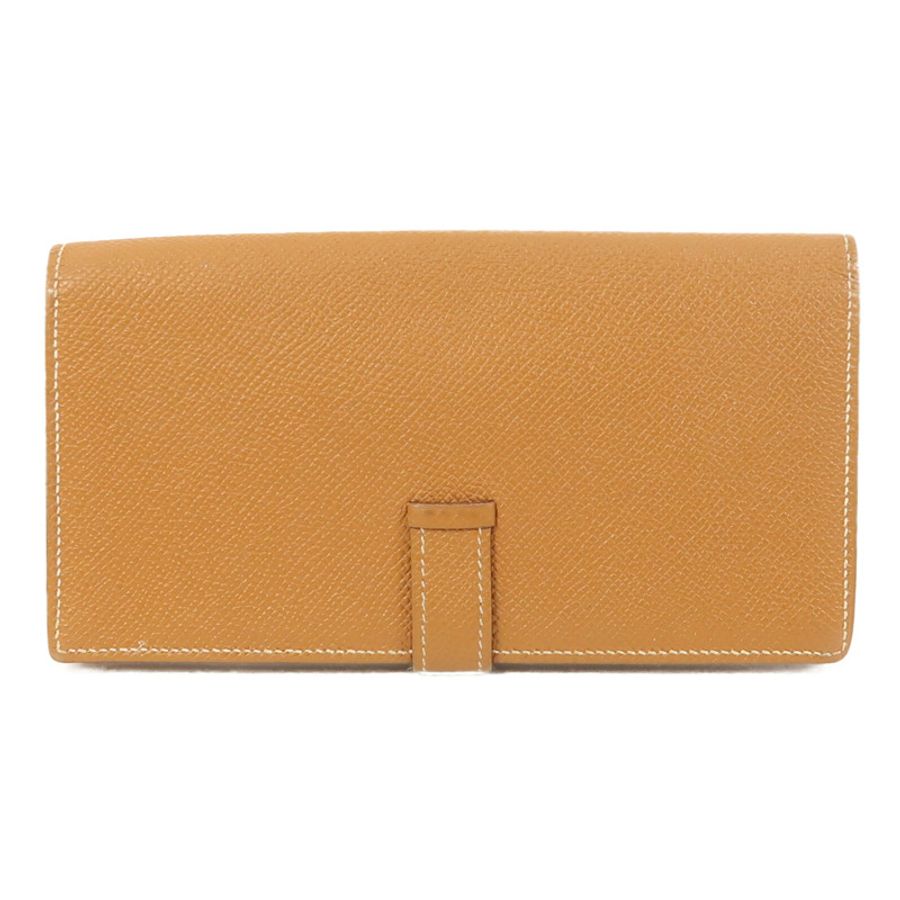 HERMES Epsom皮革Bearn W Snap Wallet銀扣長錢包Gold-1