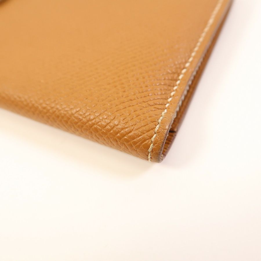 HERMES Epsom皮革Bearn W Snap Wallet銀扣長錢包Gold-7