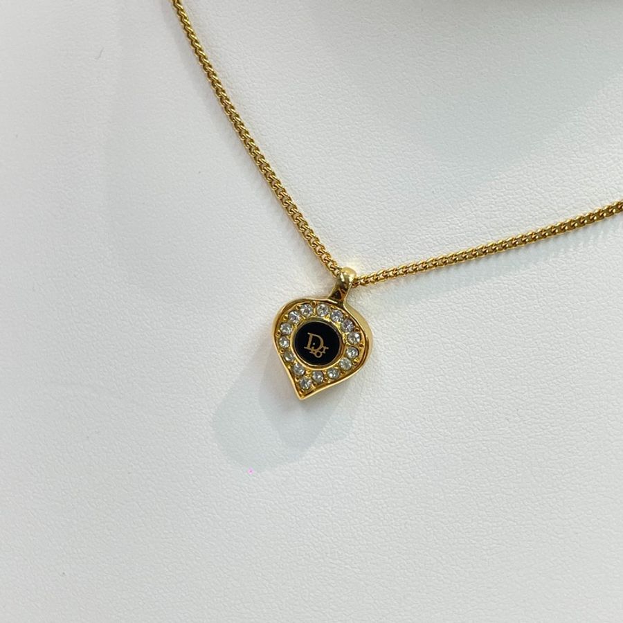 Dior 中古黑金淚滴水鑽項鏈 XA393-0
