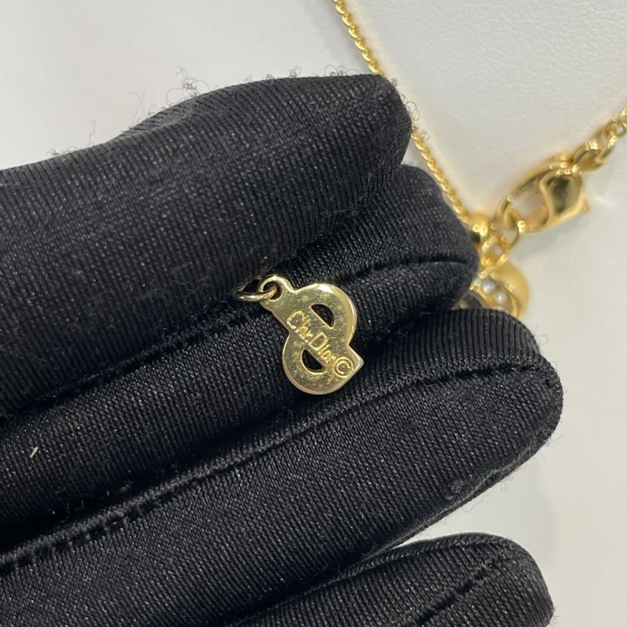 Dior 中古黑金淚滴水鑽項鏈 XA393-8