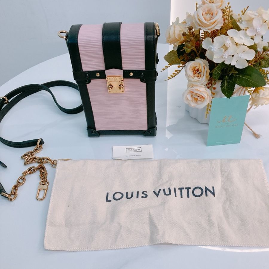 MS0470 LOUIS VUITTON 路易威登樹皮紋硬盒子電話鍊帶包包VERTICAL TRUNK POCHETTE EPI CALFSKIN-10
