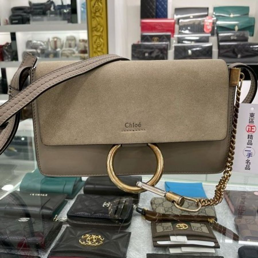 東區正精品㊣Chloe Faye 飛兒包大象灰色小型斜背包肩背包RZ2036-0