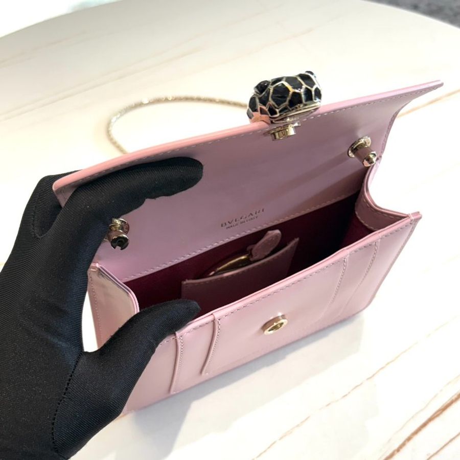 *SHIHNA名牌精品* BVLGARI Serpenti Forever 蛇頭包 火烈鳥石英粉色小牛皮-4