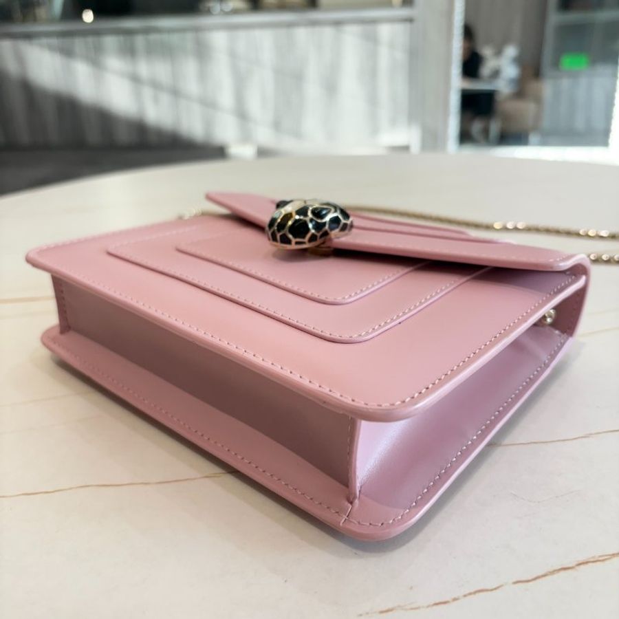 *SHIHNA名牌精品* BVLGARI Serpenti Forever 蛇頭包 火烈鳥石英粉色小牛皮-5