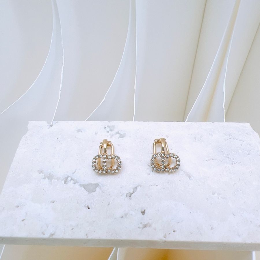 Dior clair d lune CD水鑽金色耳夾/耳環-4