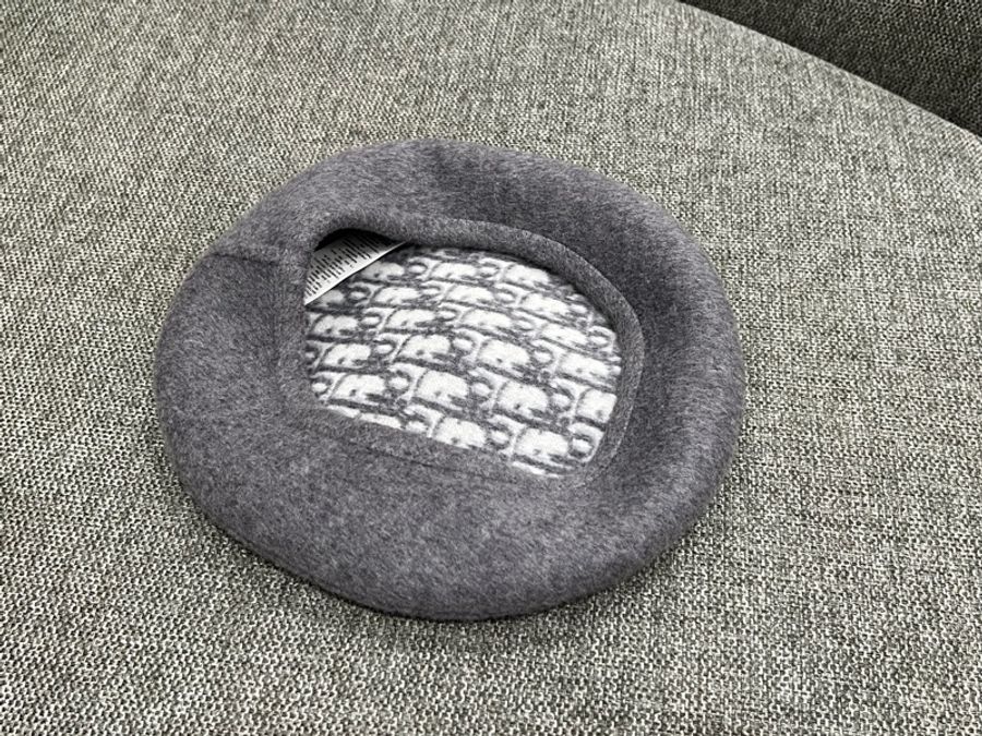 Dior 雙面羊毛貝雷帽 灰色-6