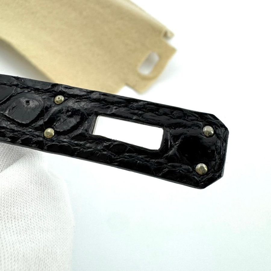 Hermès Kelly Cut Pochette in Shiny Black Crocodile Leather with Palladium Hardware Stamp X-13