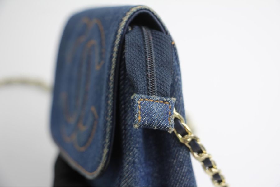 Chanel Blue Denim Coco Cosmetic Pouch Makeup Case Pouch-5