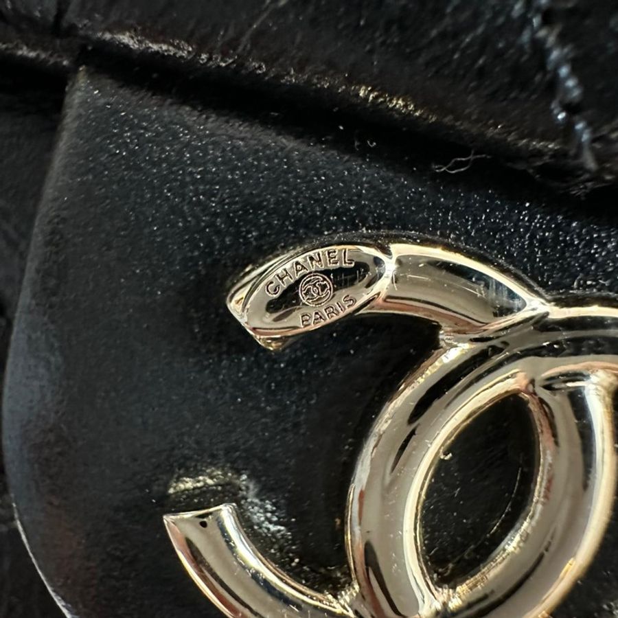 Chanel 22C Shiny Calfskin Black Quilted Small Duma Pockets Drawstring Backpack-15