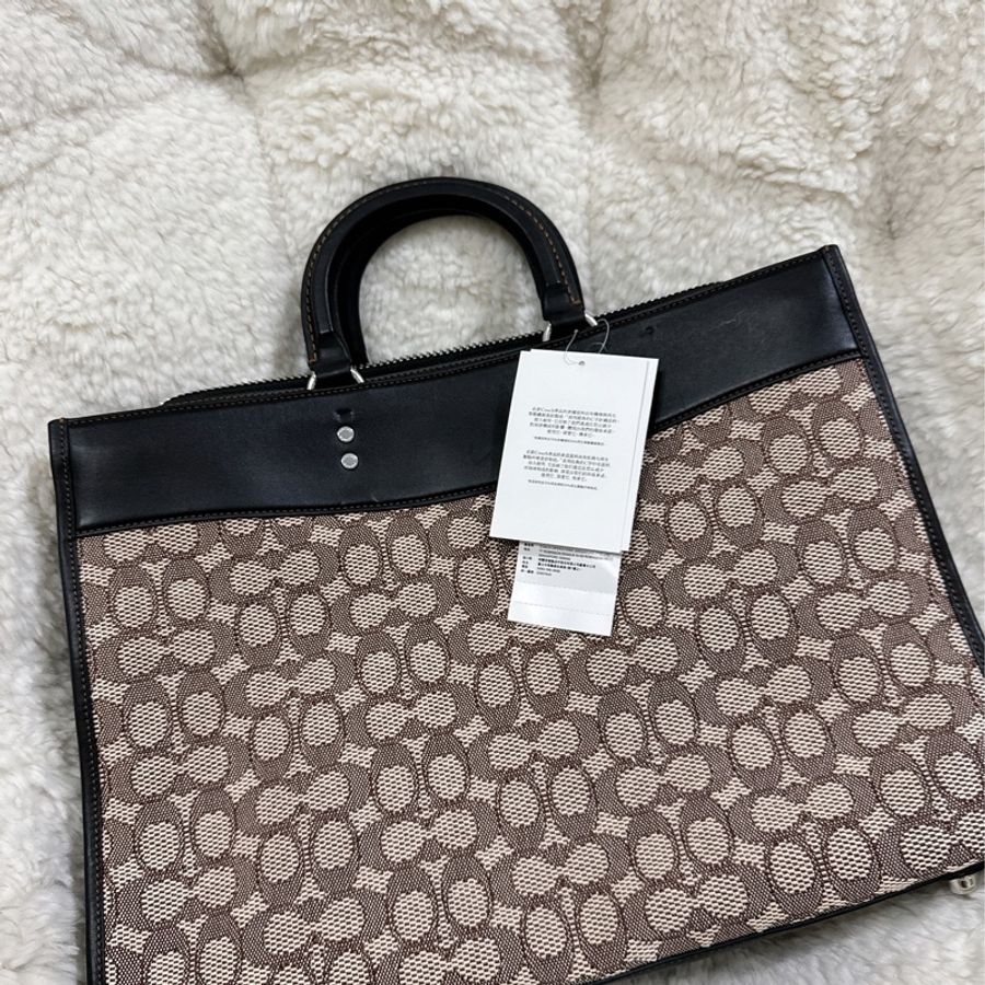 未使用有些許瑕疵COACH ROGUE經典提花面料男用手提公事包-44