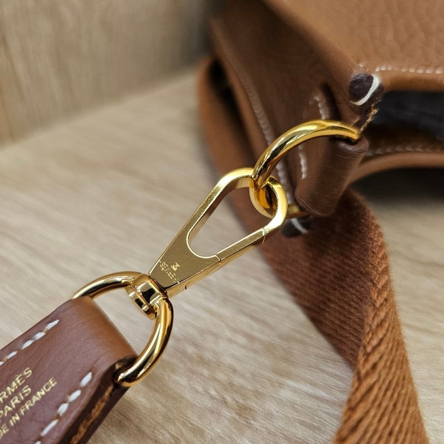 [好物夯色免配貨🧧] Hermes 金棕金 MiniEvelyne肩斜背包-12