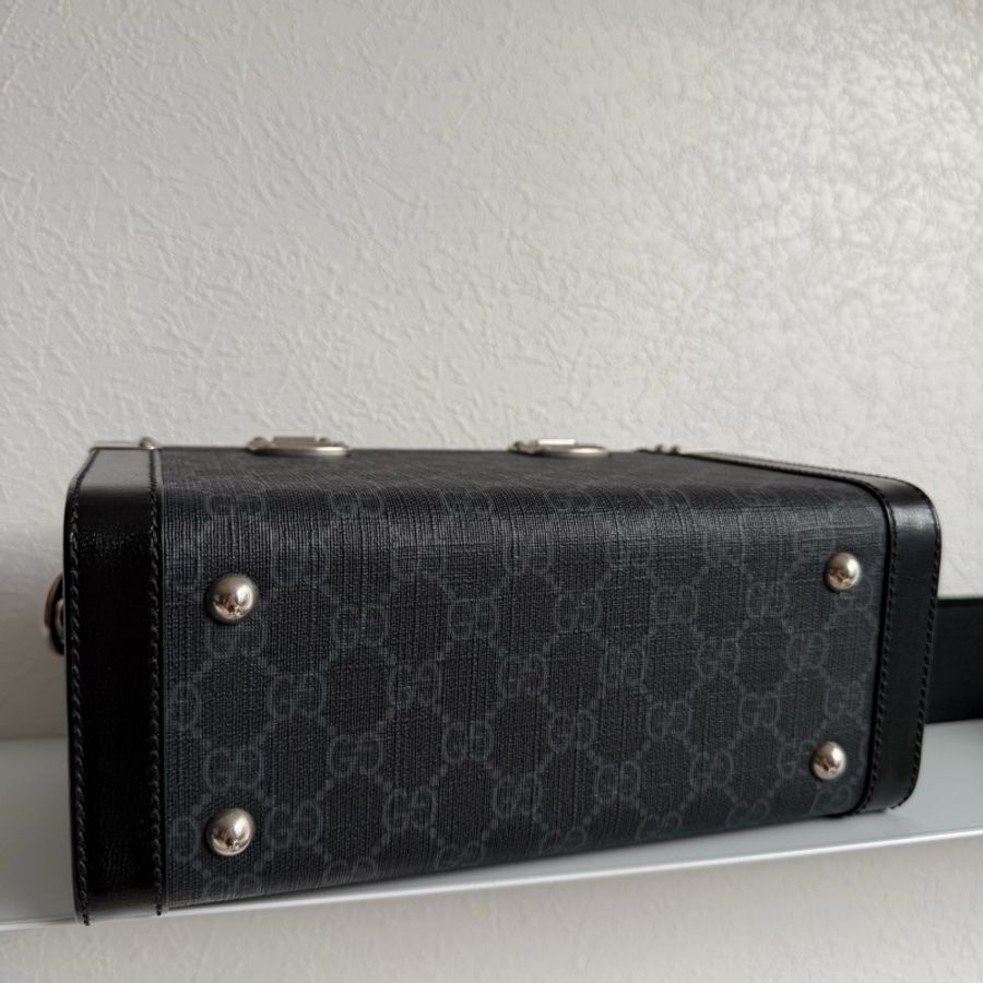 Gucci黑PVC手提兩用箱包 硬殼包-7