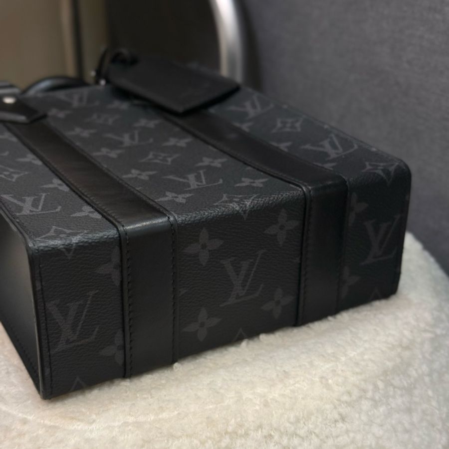 （保留中）Lv Sac Plat 黑花男士公事包斜背包-2