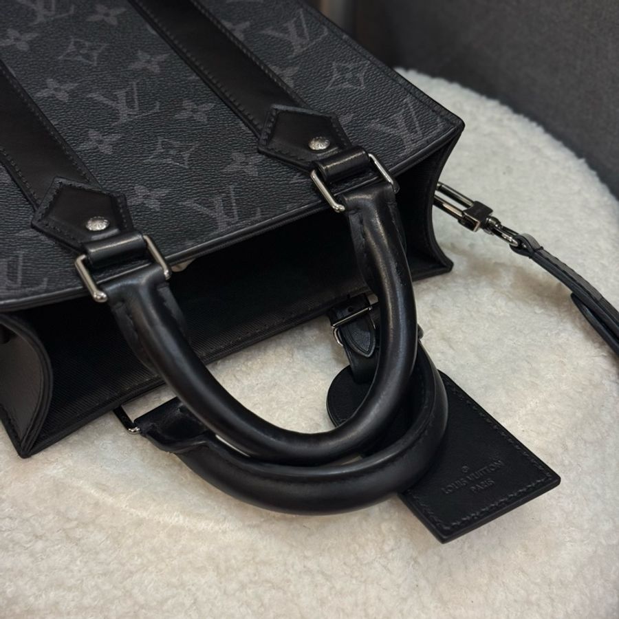 （保留中）Lv Sac Plat 黑花男士公事包斜背包-4