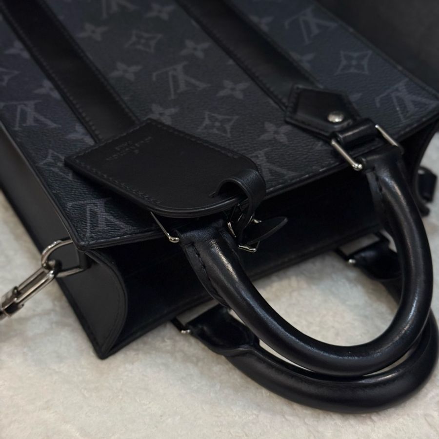（保留中）Lv Sac Plat 黑花男士公事包斜背包-6