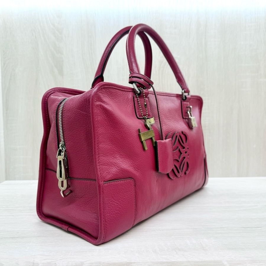 Loewe 紅色山羊皮Amazona大號手提包-3