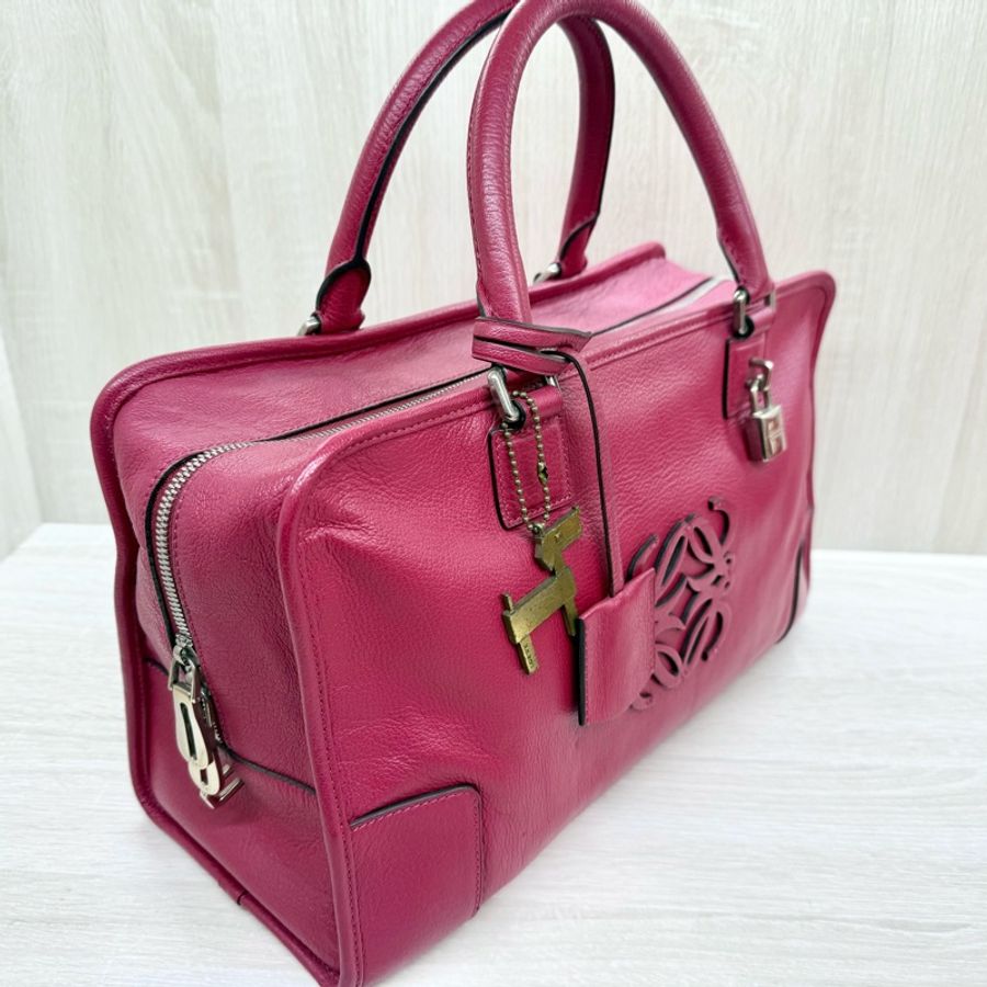 Loewe 紅色山羊皮Amazona大號手提包-4