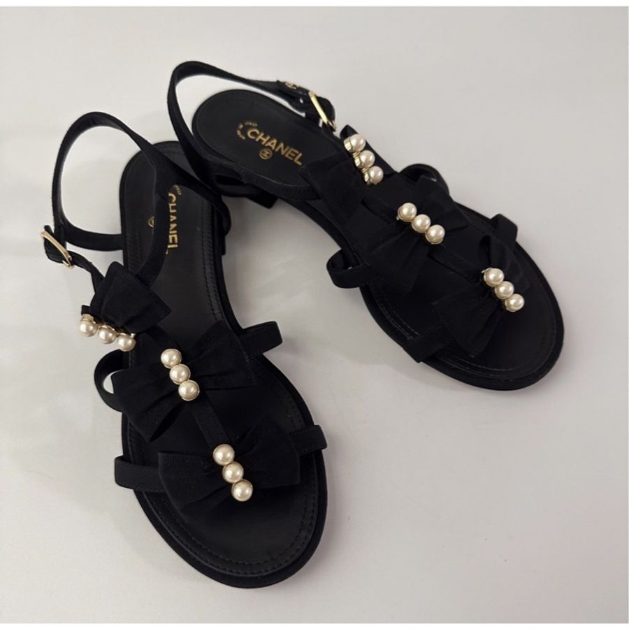 Chanel 黑色涼鞋-7