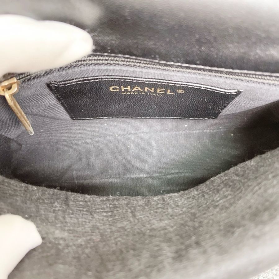Chanel 22S黑金羊皮粗鏈條cf手提肩背包 芯片款17×21×6 99新配件塵袋盒子-2