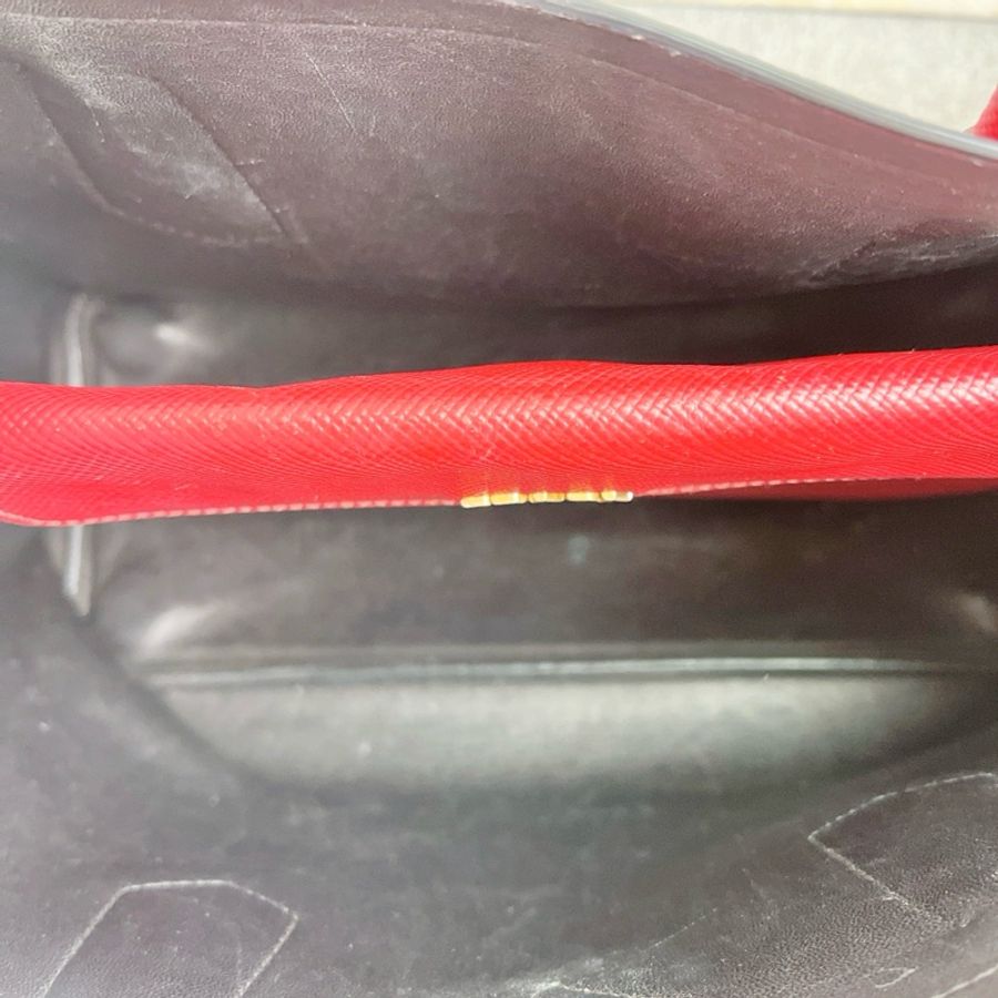 Prada Double Saffiano紅色托特包34×24×15cm 98新配件塵袋-2