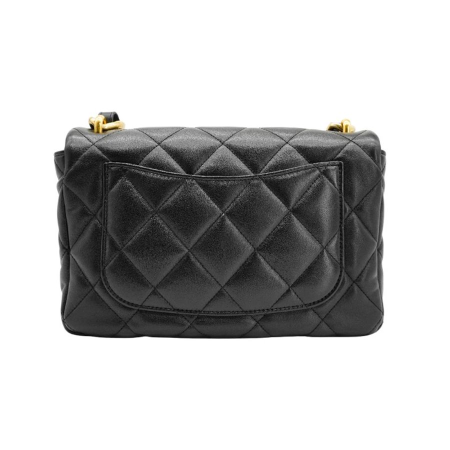 Chanel 展示品 羊皮金釦粗鍊肩背包(AS3215-黑)-2
