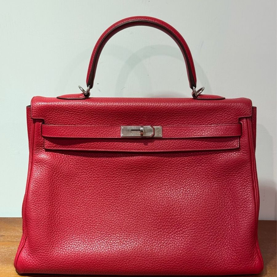 Hermès Kelly 35cm 紅色 銀扣-6