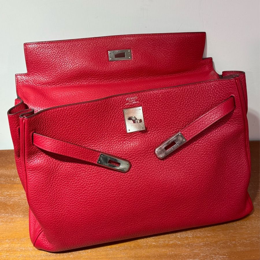 Hermès Kelly 35cm 紅色 銀扣-24