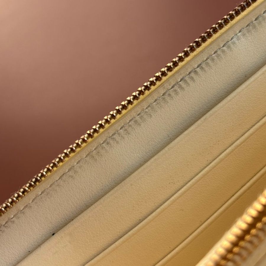 BOTTEGA VENETA BV*檸檬澄色大格編織拉鍊長夾-30