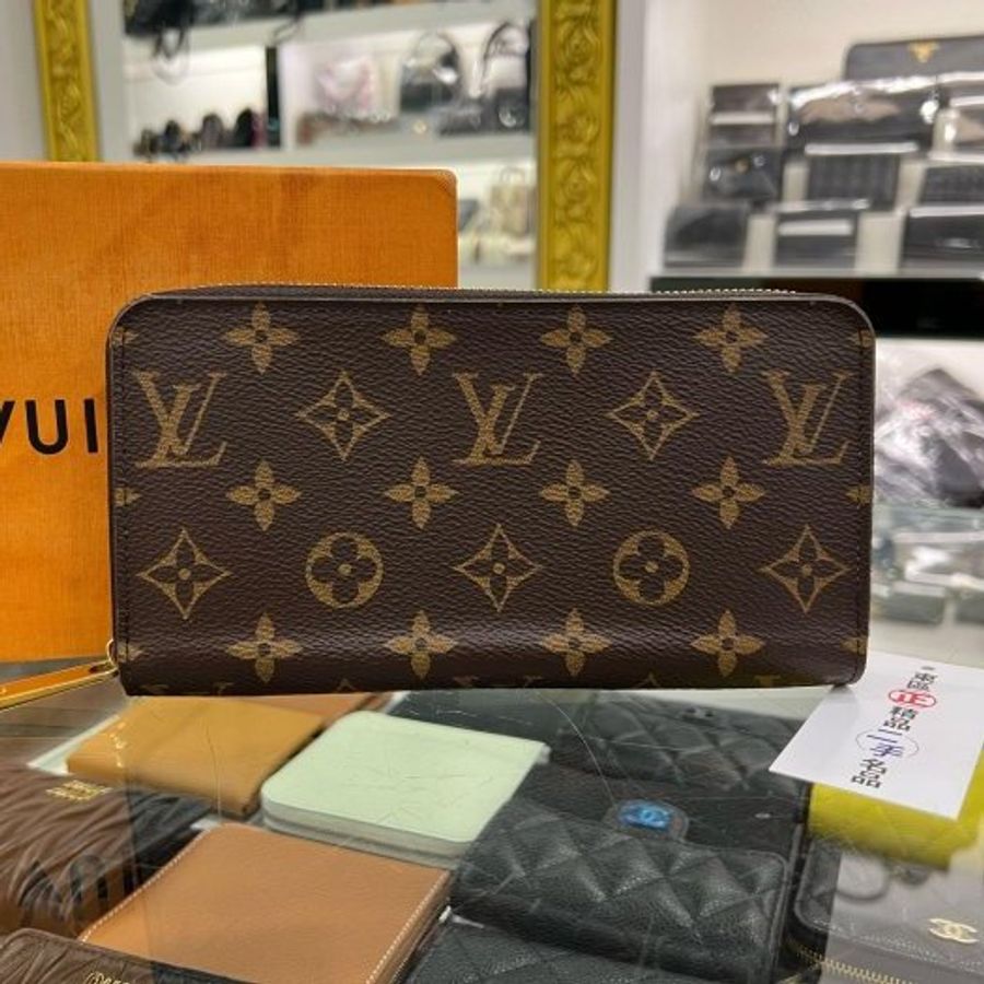 區正精品㊣LV M41894 字紋芭蕾粉紅色內裏ㄇ字拉鍊長夾 RA1851-0