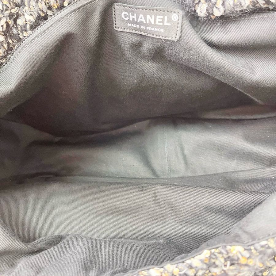 Chanel 毛呢編織hobo手提肩背包xxl機場包32×40×14 98新配件塵袋保卡-2