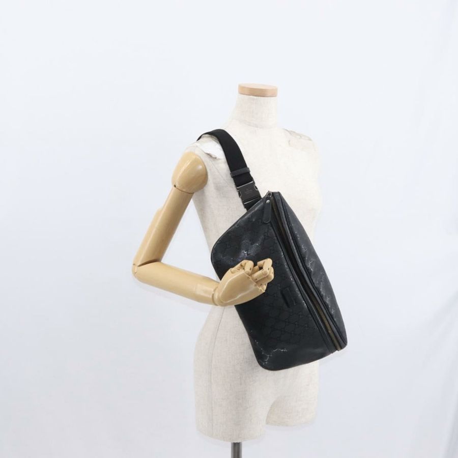 【日本直送】GUCCI GG帆布GG系列斜背包 PVC材質 黑銀 211110 Auth bs31846-23