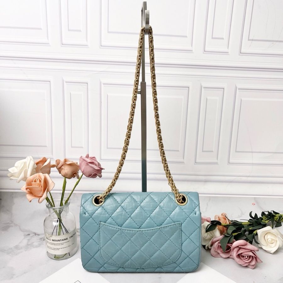CHANEL 藍色大mini 255肩背包 20*7*14 98新配件塵袋-5