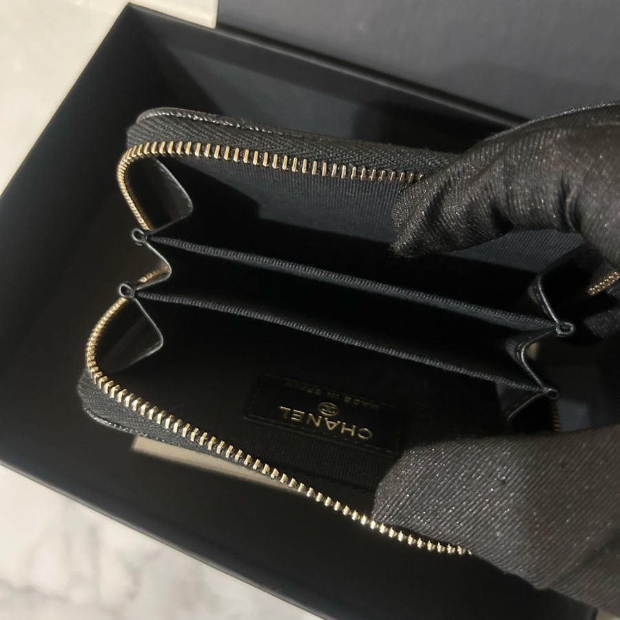 ✨Chanel 黑金愛心卡包 99新 晶片款🖤-5
