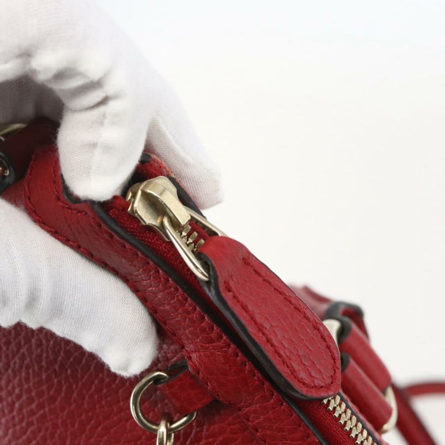 【日本直送】GUCCI 互扣式手提包 皮革 兩用 紅色 金色 449659 正品 ep12480-9