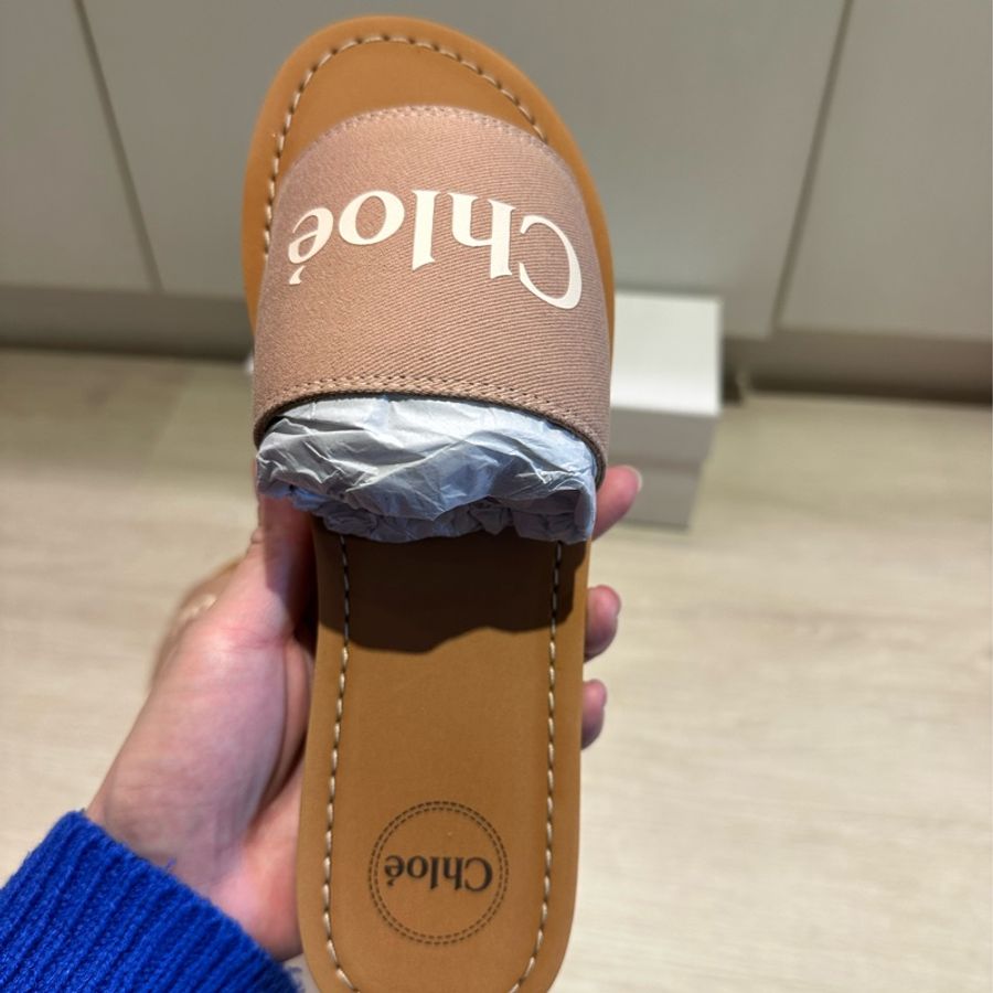 Chloé Kids logo 印花涼拖鞋 38 粉色-3