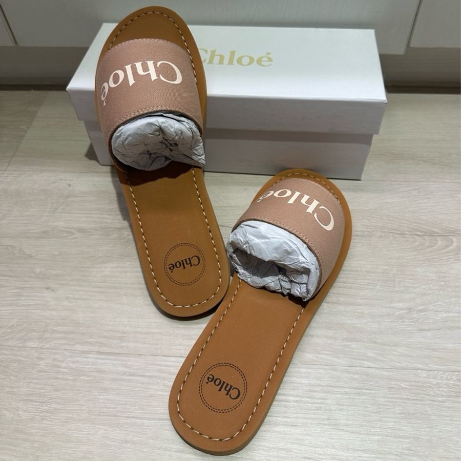 Chloé Kids logo 印花涼拖鞋 38 粉色-15