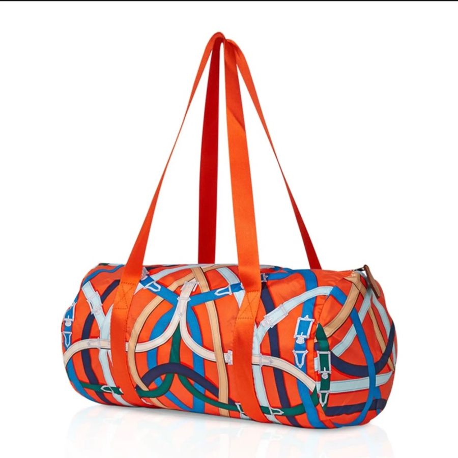 HERMES Airsilk Duffle 38 真絲材質運動旅行袋-3