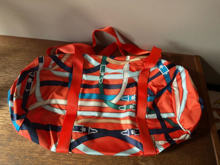 HERMES Airsilk Duffle 38 真絲材質運動旅行袋-7