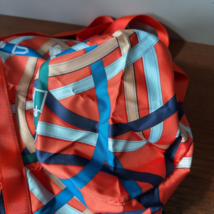 HERMES Airsilk Duffle 38 真絲材質運動旅行袋-10