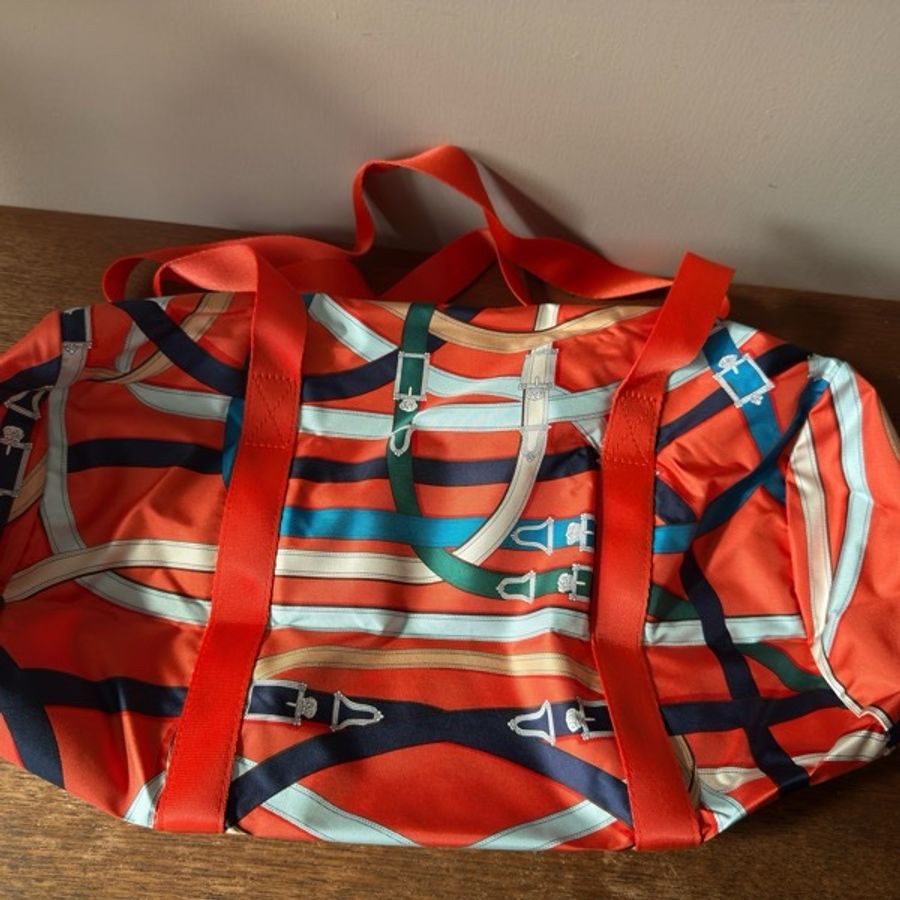 HERMES Airsilk Duffle 38 真絲材質運動旅行袋-12