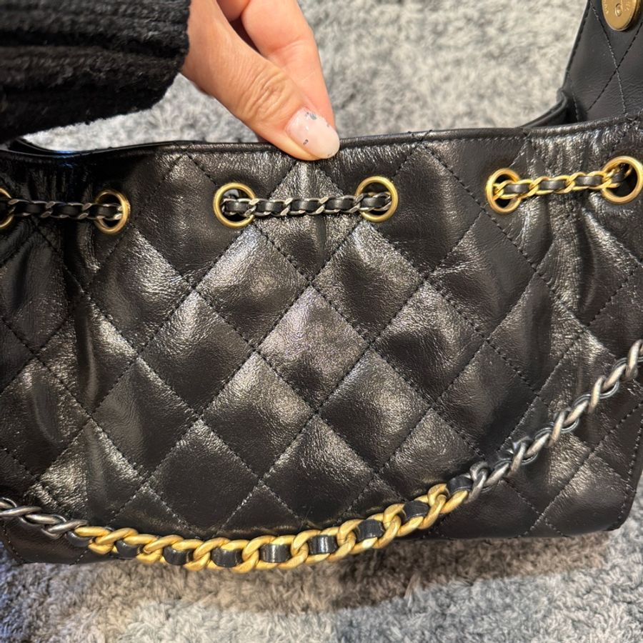 Chanel 25 bag mini油臘皮雙色鏈-0