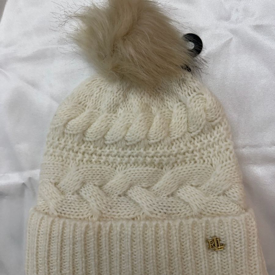 Ralph Lauren Polo 毛球針織帽(米白)-4